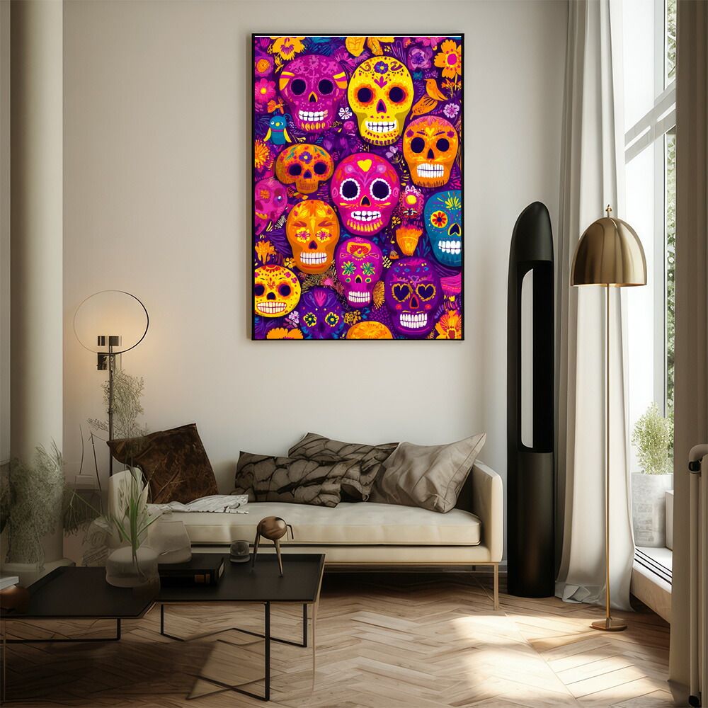 B2サイズ（約51x73cm）】【lm-poster-5464】【フレーム付き】ドクロ