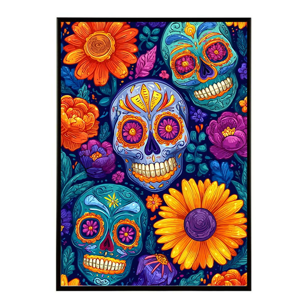 A4サイズ（約21x30cm）】【lm-poster-5466】【フレーム付き】ドクロ