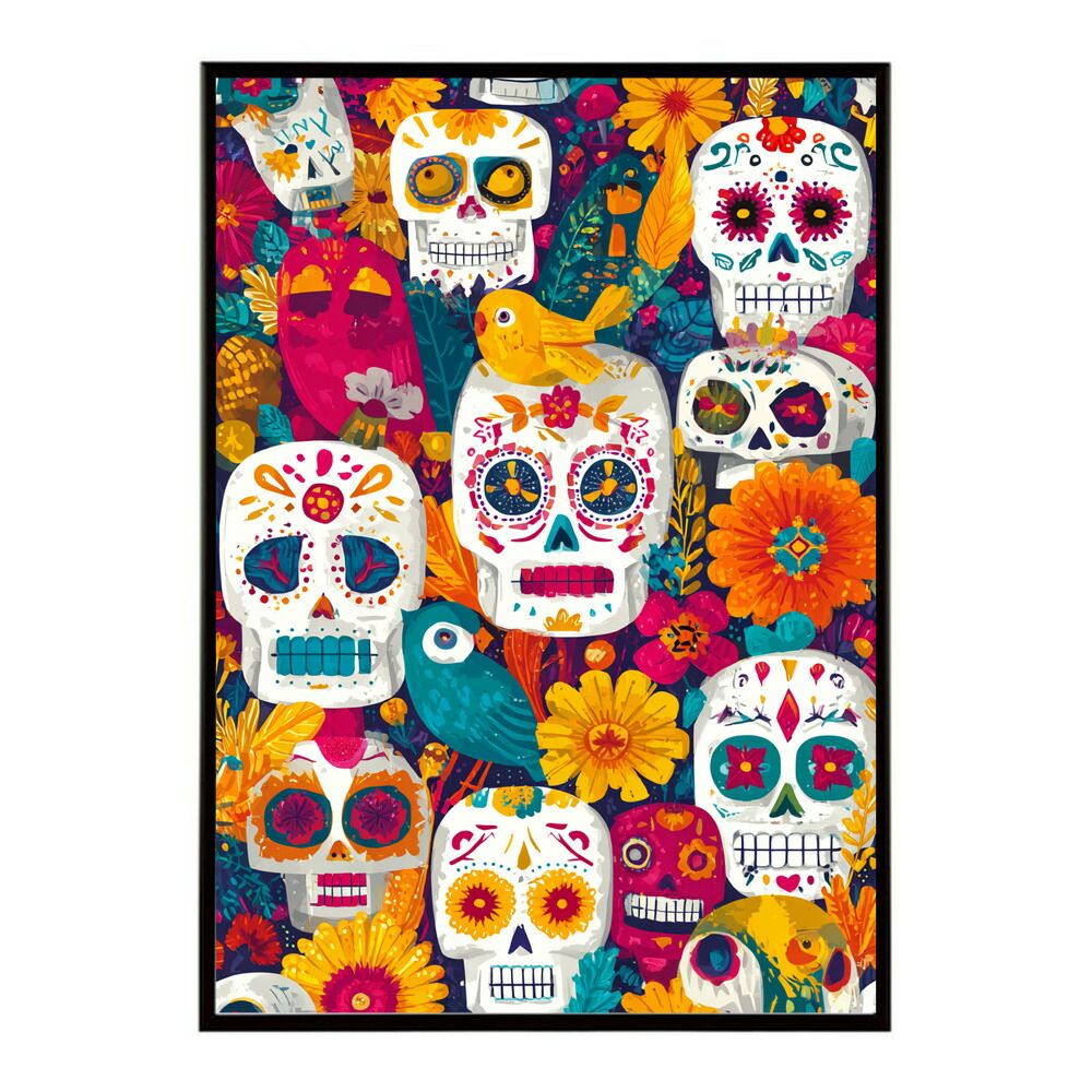 A1サイズ（約59x84cm）】【lm-poster-5498】【フレーム付き】ドクロ