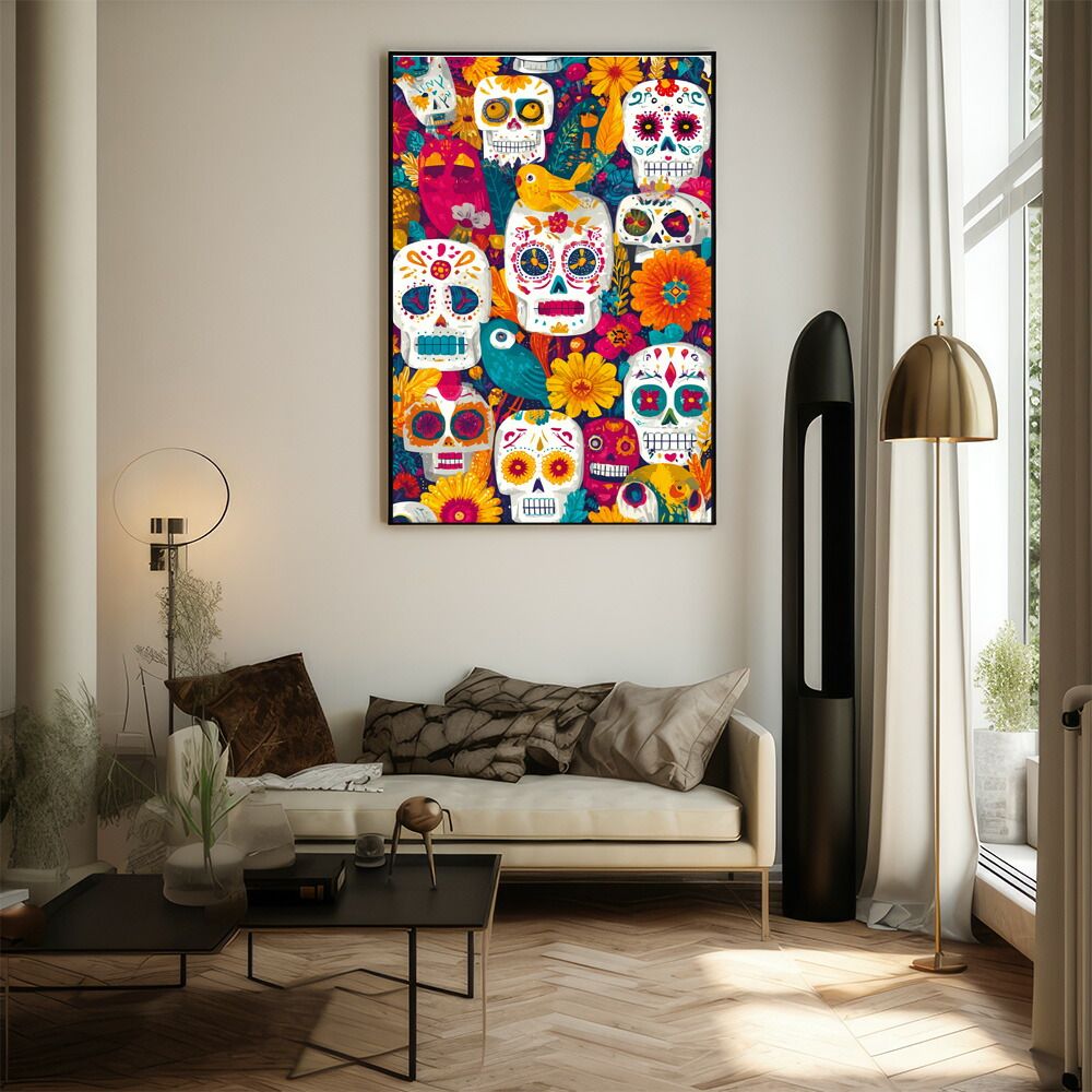 A1サイズ（約59x84cm）】【lm-poster-5468】【フレーム付き】ドクロ