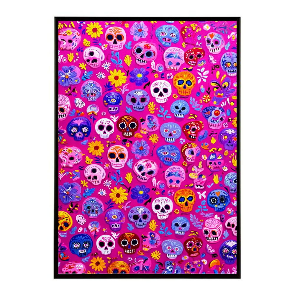 B4サイズ（約25x36cm）】【lm-poster-5472】【フレーム付き】ドクロ