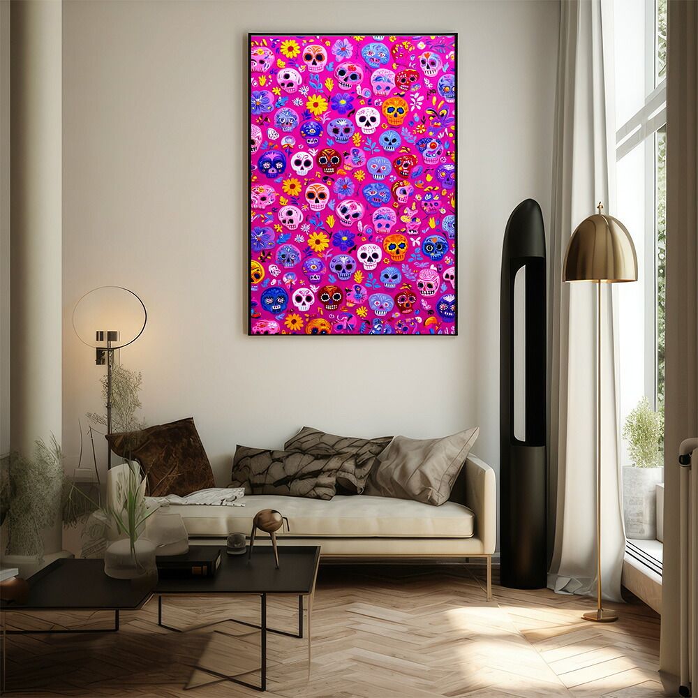 B3サイズ（約36x51cm）】【lm-poster-5472】【フレーム付き】ドクロ