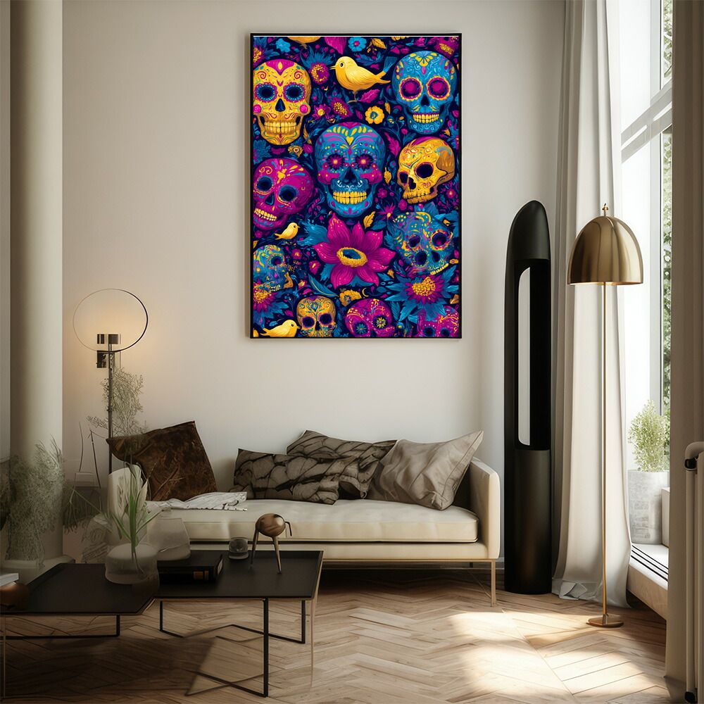 A3サイズ（約30×42cm）】【lm-poster-5473】【フレーム付き】ドクロ