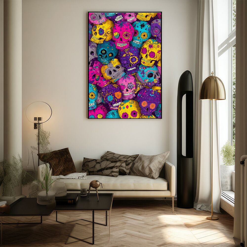 A3サイズ（約30×42cm）】【lm-poster-5475】【フレーム付き】ドクロ