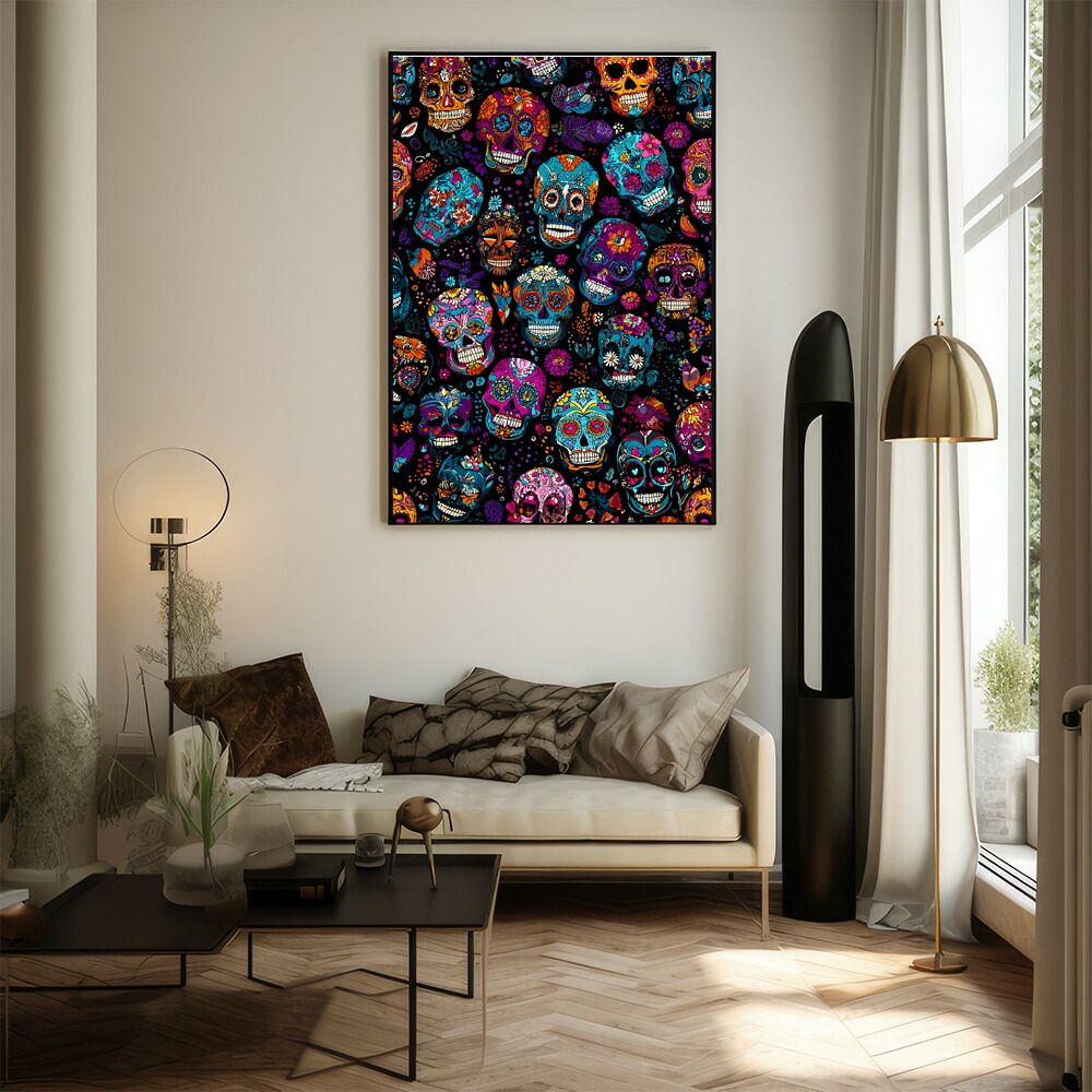 B4サイズ（約25x36cm）】【lm-poster-5477】【フレーム付き】ドクロ