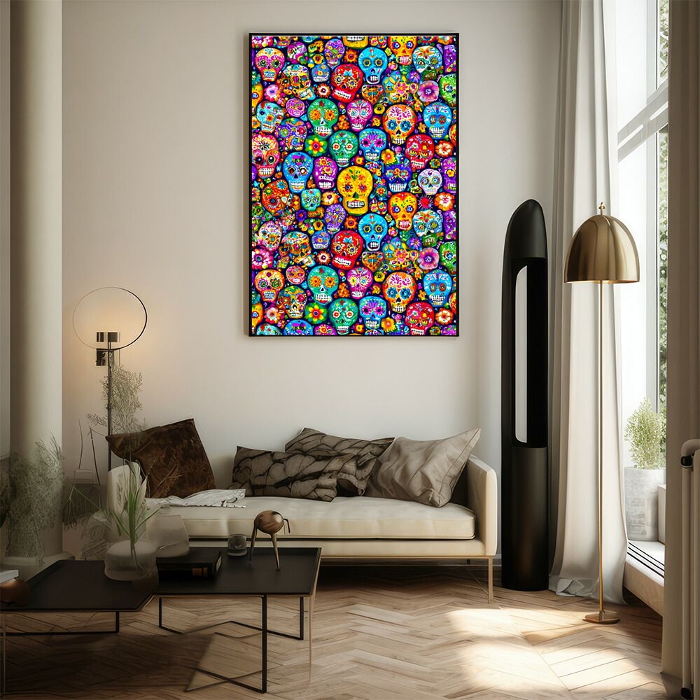 B4サイズ（約25x36cm）】【lm-poster-5478】【フレーム付き】ドクロ