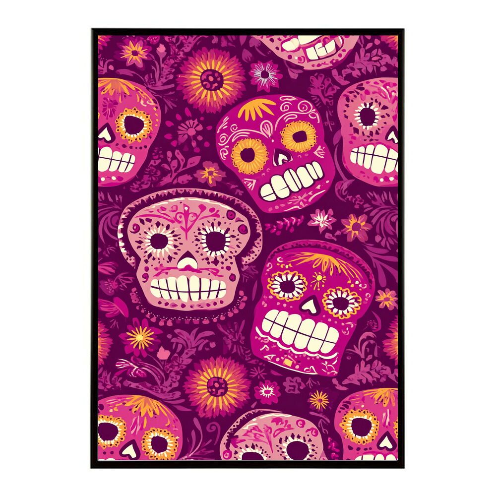 B2サイズ（約51x73cm）】【lm-poster-5390】【フレーム付き】ドクロ