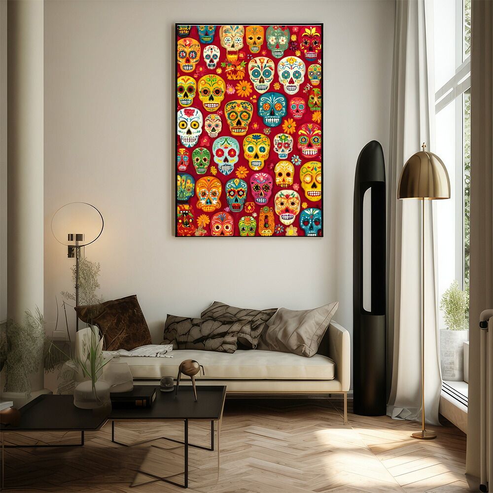 B3サイズ（約36x51cm）】【lm-poster-5487】【フレーム付き】ドクロ