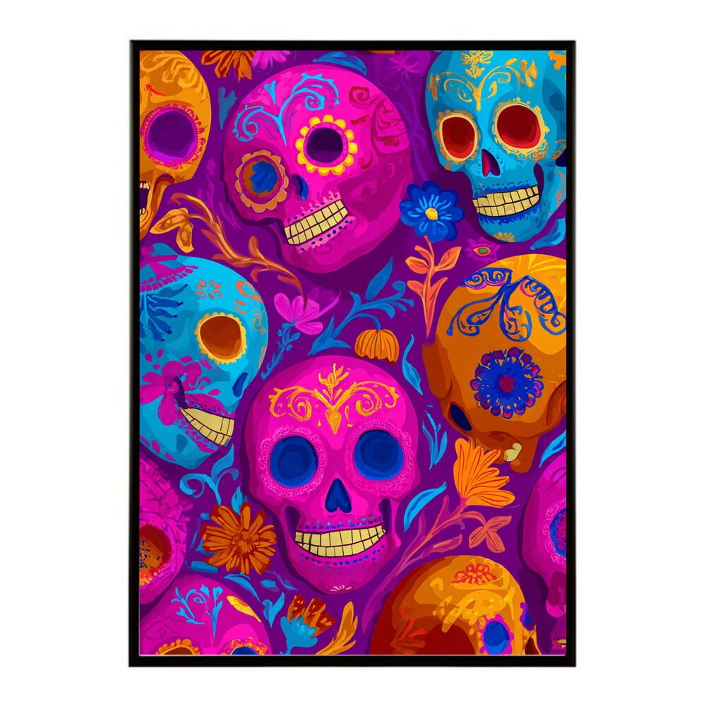 B4サイズ（約25x36cm）】【lm-poster-5488】【フレーム付き】ドクロ