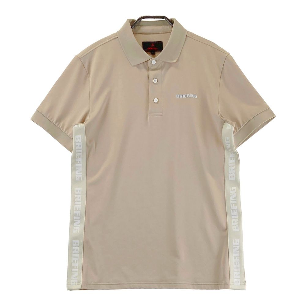 サイズ M GOLF ブリーフィング 半袖ポロシャツ サイドロゴ ベージュ系 ゴルフウェア メンズ ストスト