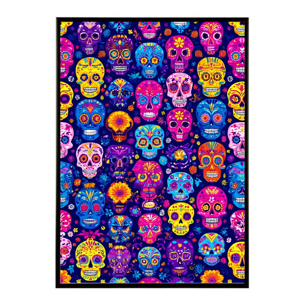 メキシカンスカル ポスター B4サイズ（約25x36cm）】【lm-poster-5492】【フレーム付き】ドクロ