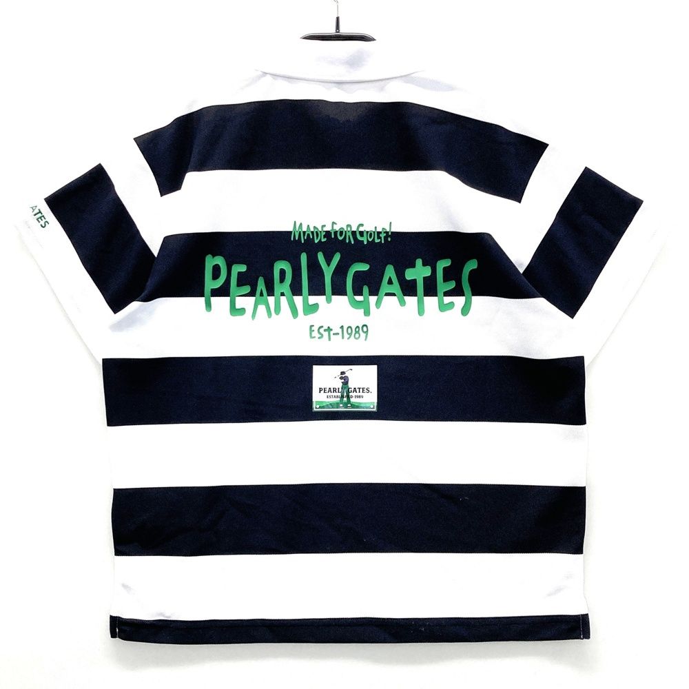 サイズ 0 PEARLY GATES パーリーゲイツ モデル 半袖ポロシャツ ニコちゃん ボーダー柄 ホワイト系 ゴルフウェア レディース ストスト