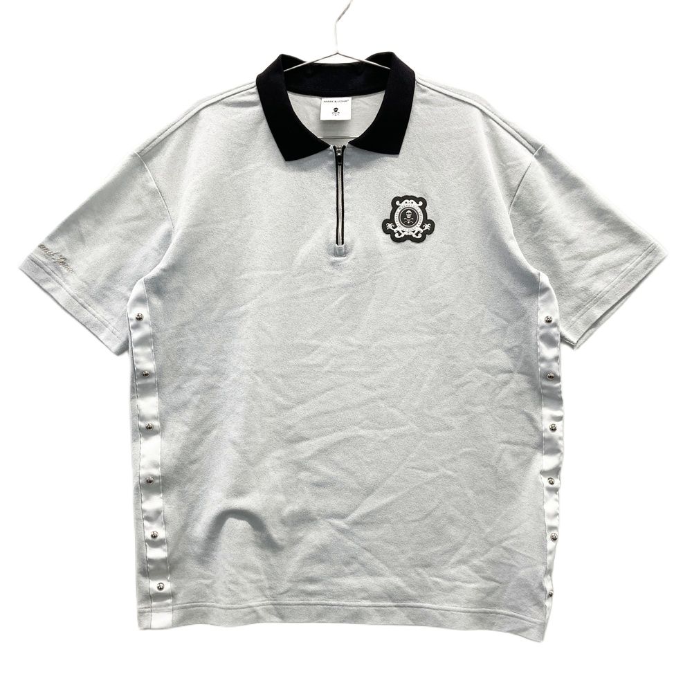 サイズ 50 MARK LONA マークアンドロナ モデル ハーフジップ 半袖ポロシャツ ホワイト系 ゴルフウェア メンズ ストスト