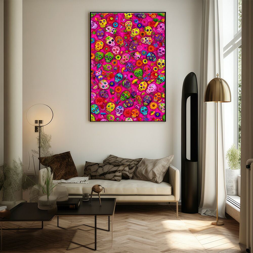 B4サイズ（約25x36cm）】【lm-poster-5496】【フレーム付き】ドクロ