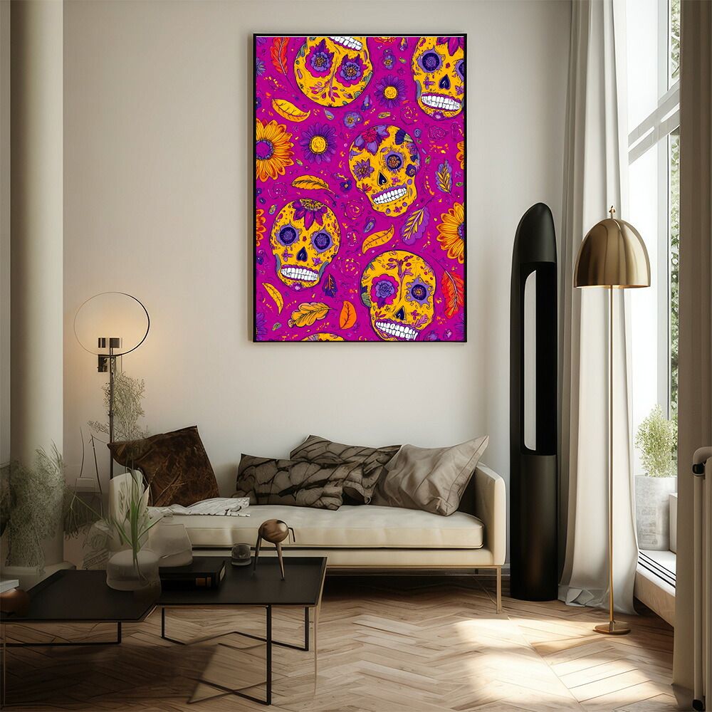 B4サイズ（約25x36cm）】【lm-poster-5498】【フレーム付き】ドクロ