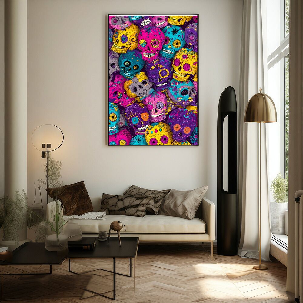 A0サイズ（約84x119cm）】【lm-poster-5500】【フレーム付き】ドクロ