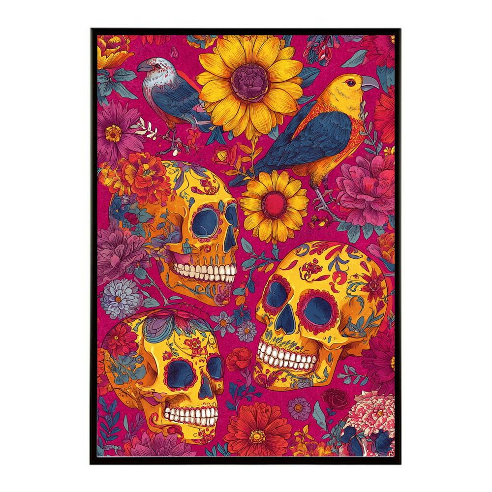 B4サイズ（約25x36cm）】【lm-poster-5506】【フレーム付き】ドクロ