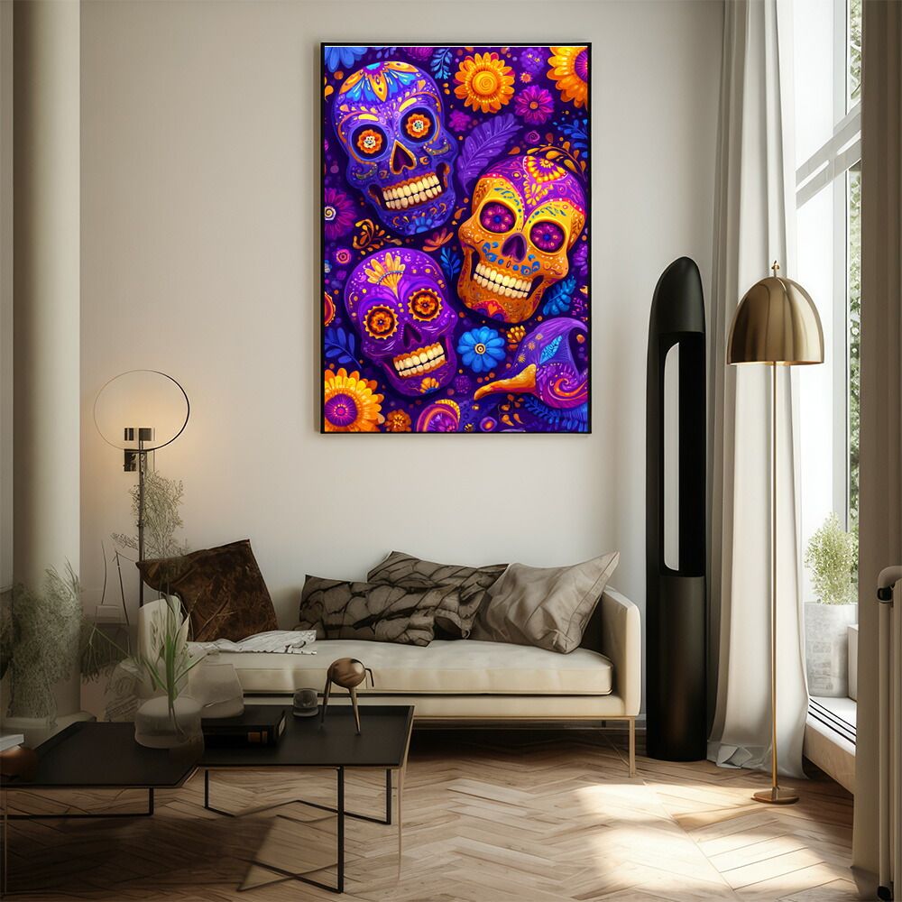 A0サイズ（約84x119cm）】【lm-poster-5507】【フレーム付き】ドクロ