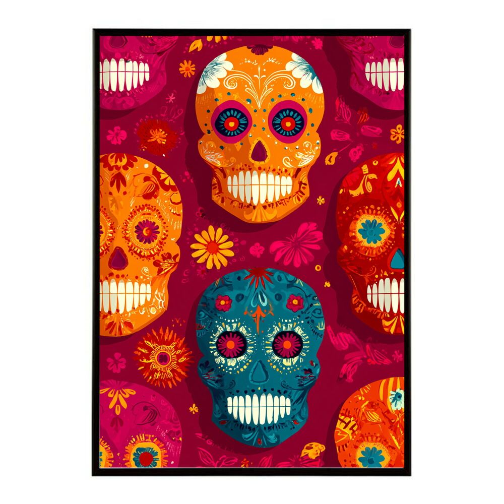 B2サイズ（約51x73cm）】【lm-poster-5423】【フレーム付き】ドクロ