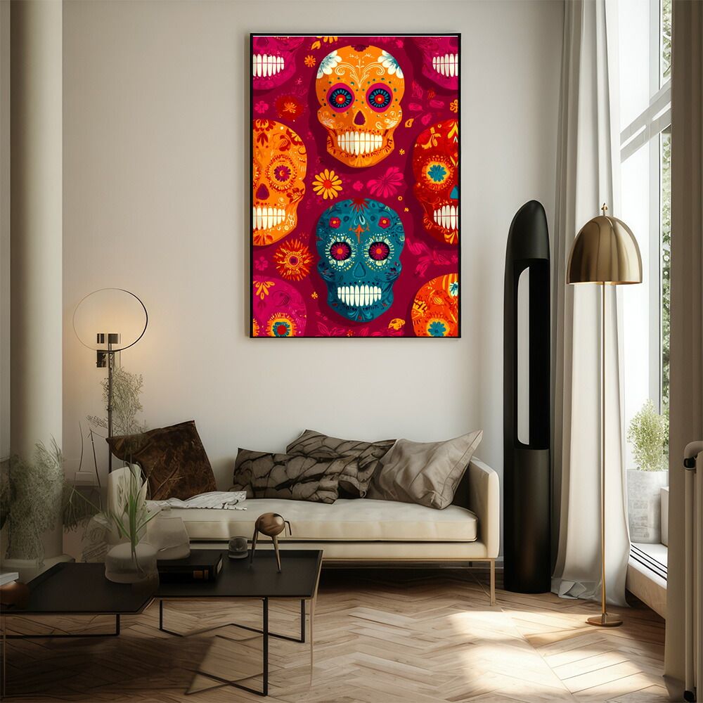 A0サイズ（約84x119cm）】【lm-poster-5508】【フレーム付き】ドクロ