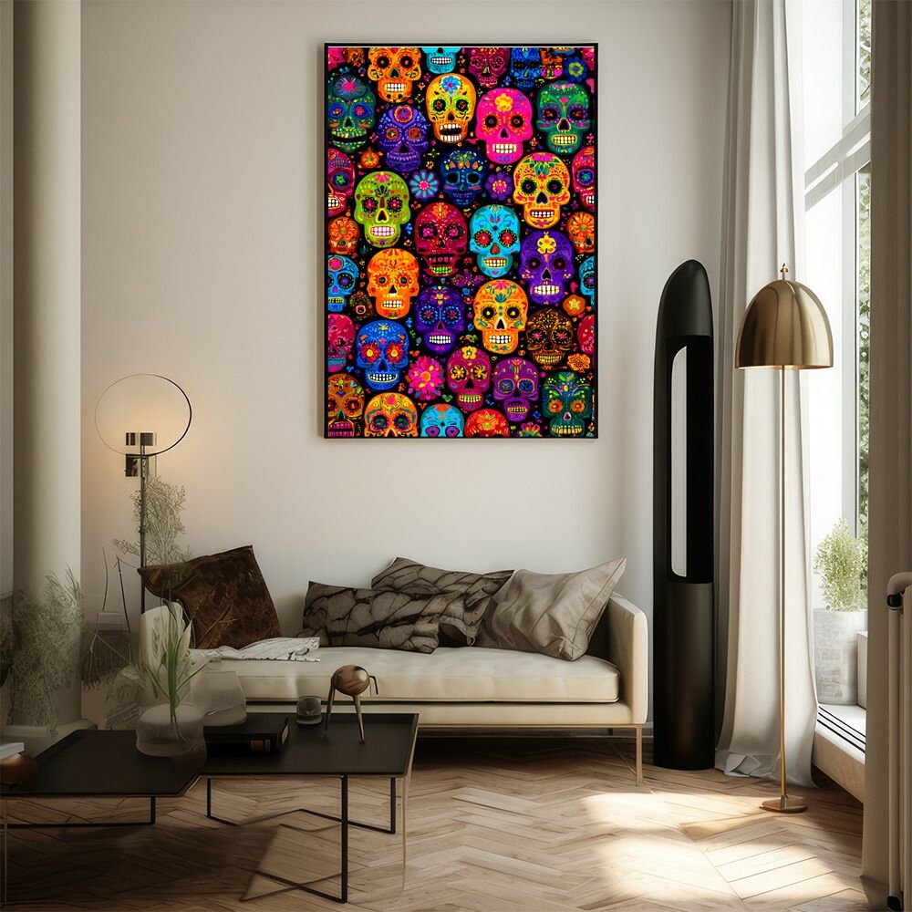 A0サイズ（約84x119cm）】【lm-poster-5512】【フレーム付き】ドクロ