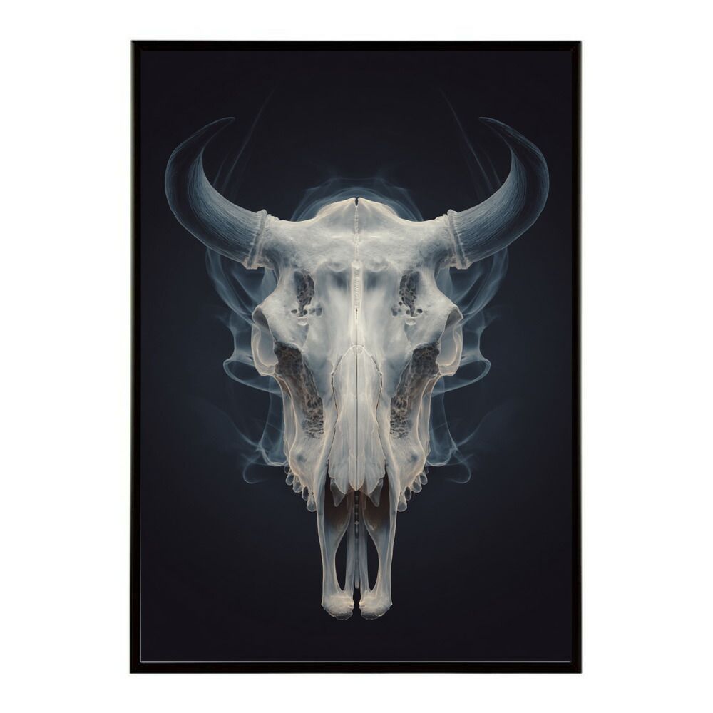 【A4サイズ（約21x30cm）】【lm-poster-5525】【フレーム付き】アートポスター ゴートスカル ヤギ 頭骨 モノトーン 骸骨 デザイン 壁掛け イラスト