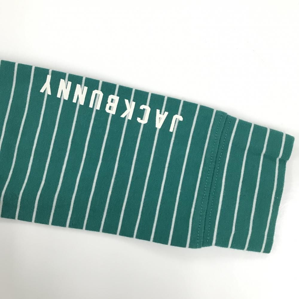 美品】ジャックバニー 長袖ハイネックシャツ グリーン×白 ボーダー