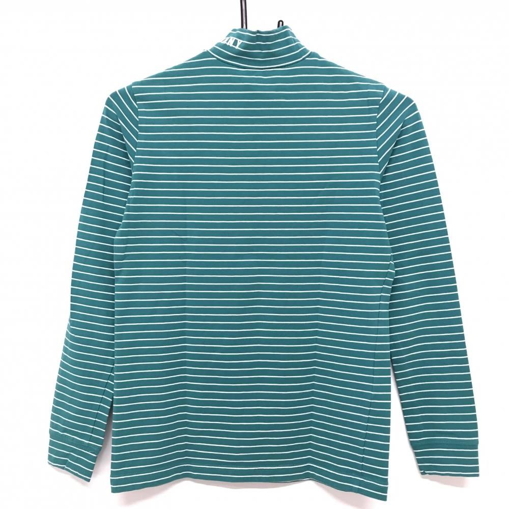 美品】ジャックバニー 長袖ハイネックシャツ グリーン×白 ボーダー