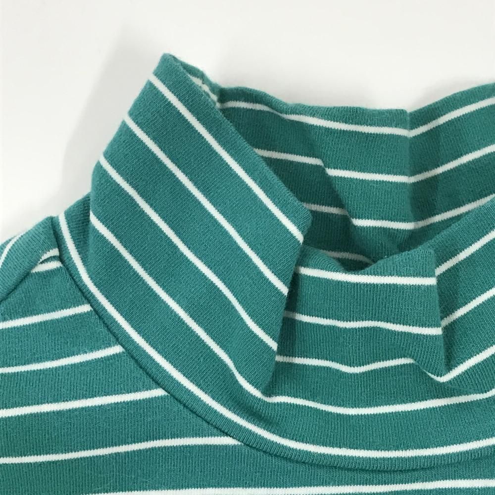 美品】ジャックバニー 長袖ハイネックシャツ グリーン×白 ボーダー