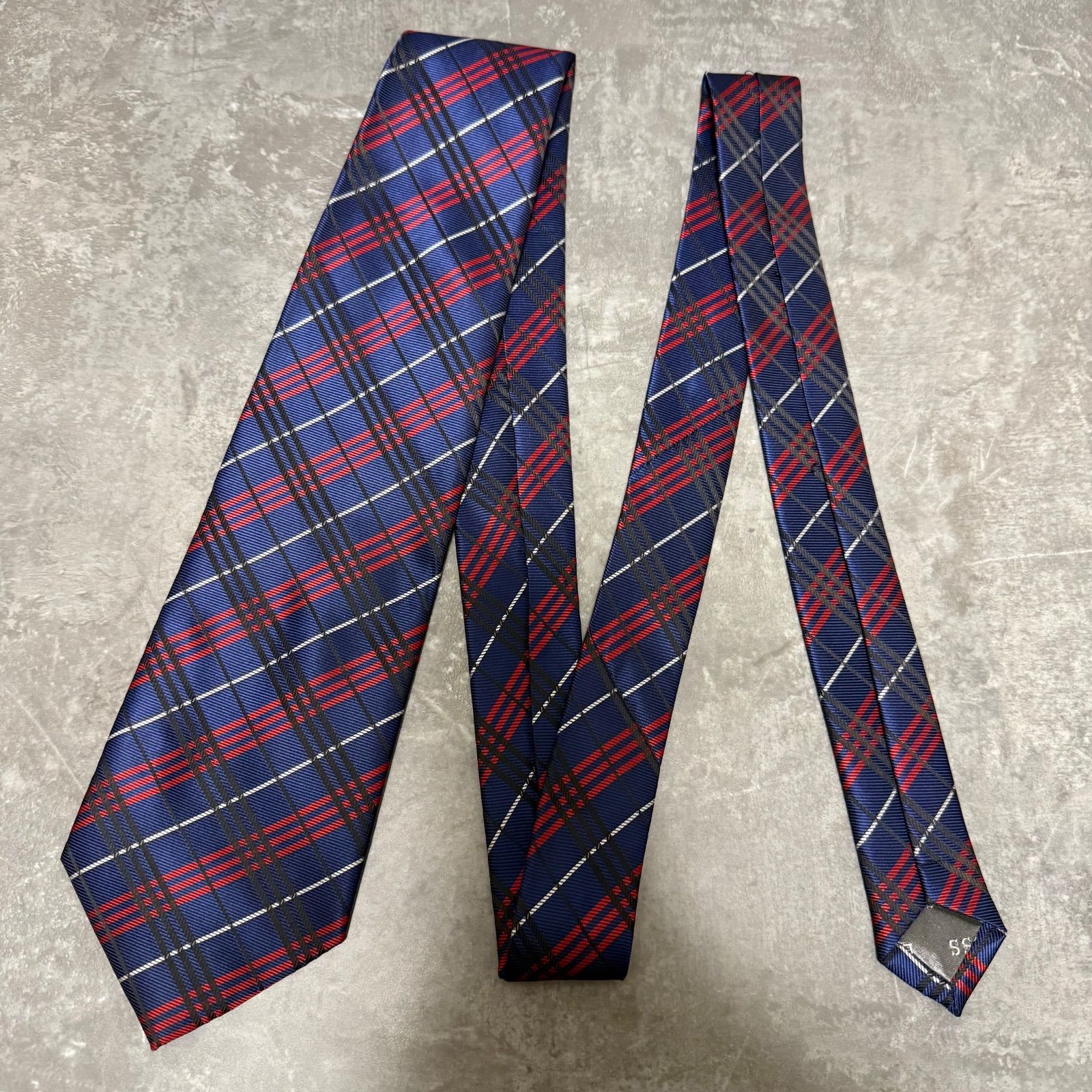 ✨美品✨】HUGO BOSS ヒューゴボス ネクタイ チェック柄 ネイビー