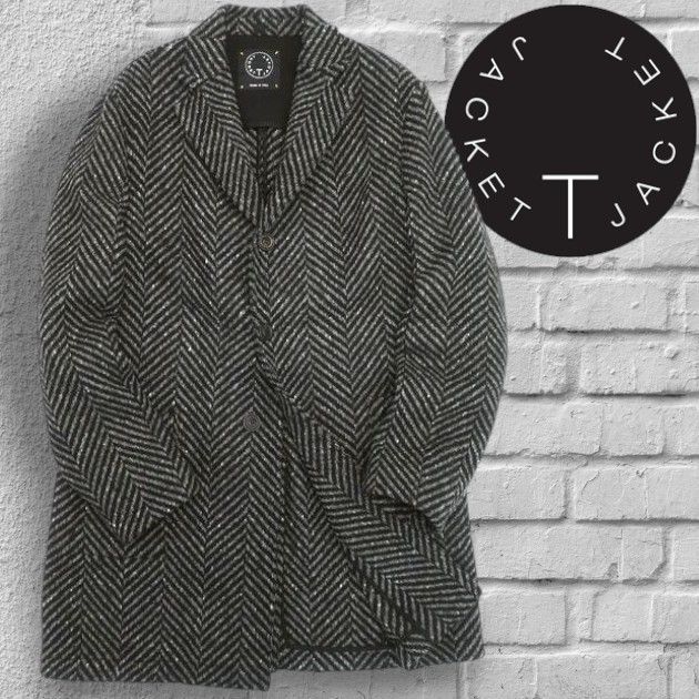 T-JACKET ティージャケット イタリア製 SB COAT REGULAR FIT ウール混 メランジ 段返り3 B シングルコート チェスターコート 定価8.4万 ブラック グレー 088 40517 k 05