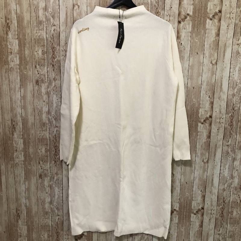 タ Anne Coquine アンコキーヌ ハーフミラノリブハイネックワンピース ホワイト LL