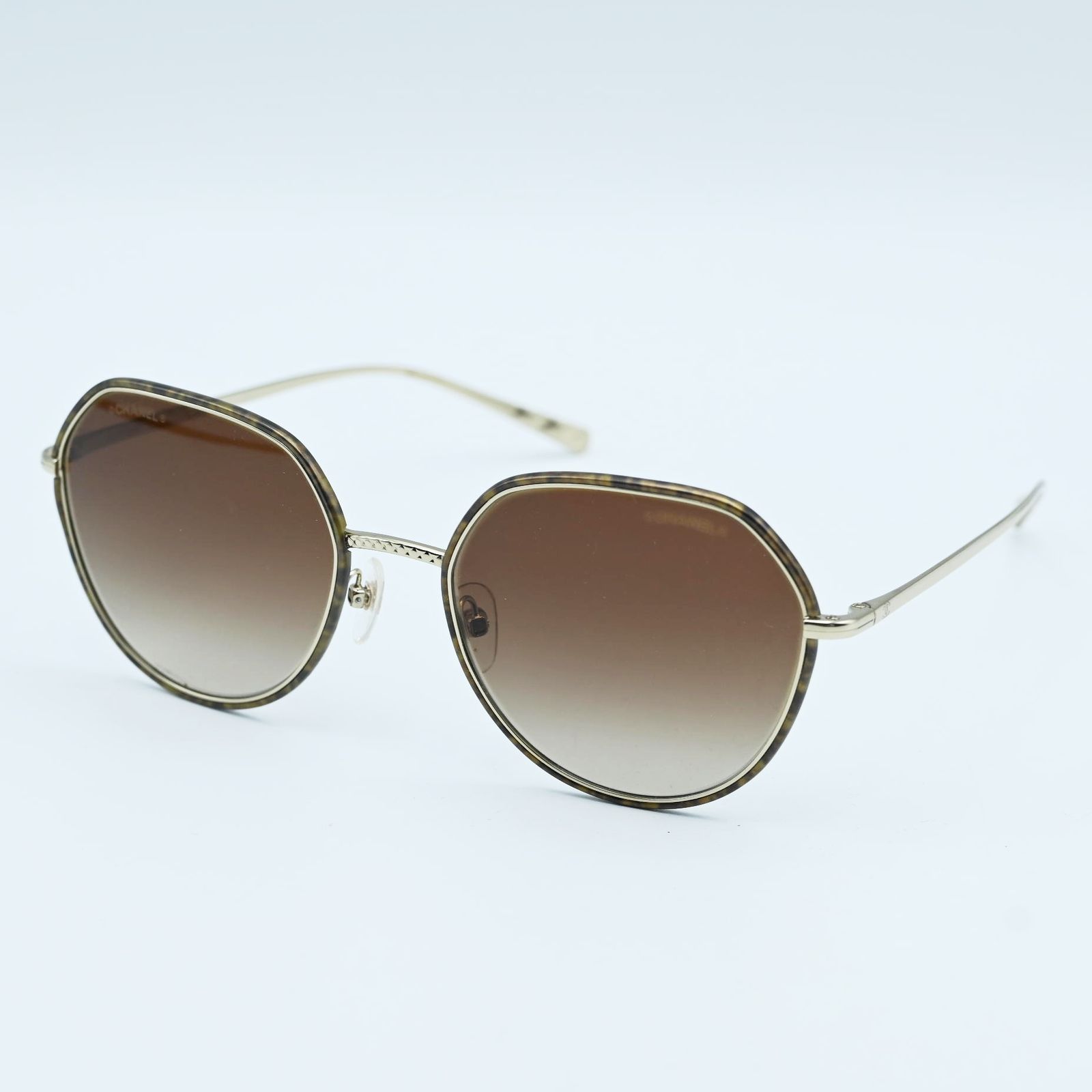T 08 CHANEL シャネル メタルフレーム サングラス ゴールド ブラウン 4251 J