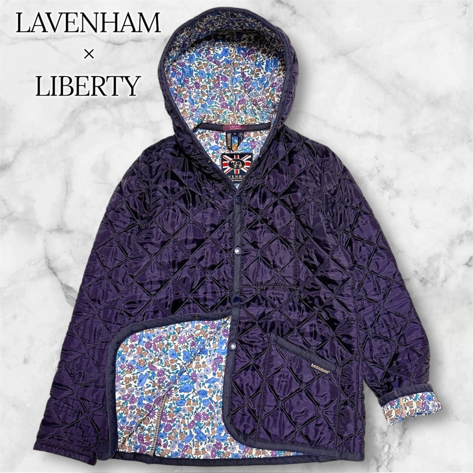 美品】ラベンハム LIBERTY リバティ キルティングジャケット パープル 