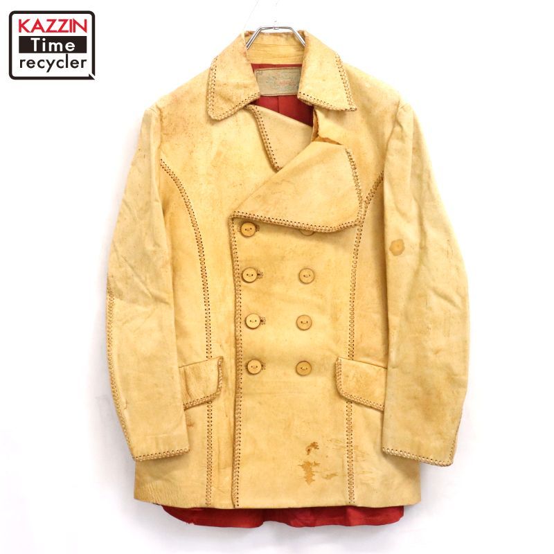 70s vintage char クラフトレザー ダブルブレスト レザージャケット 