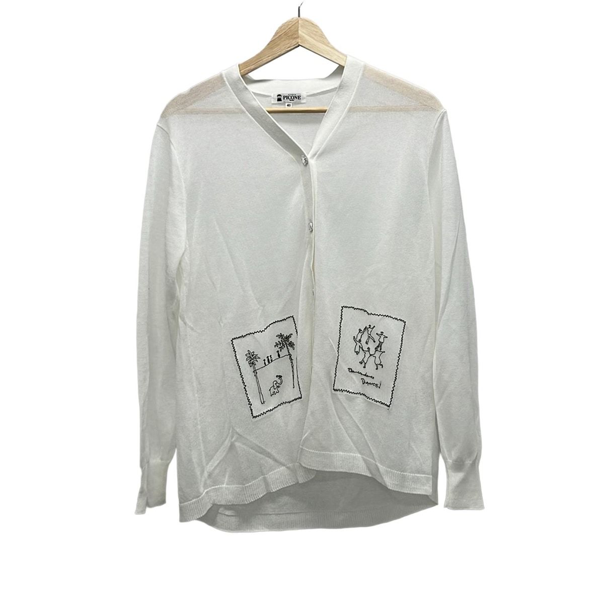 PICONE(ピッコーネ) カーディガン サイズ40 M レディース美品 - 白×黒