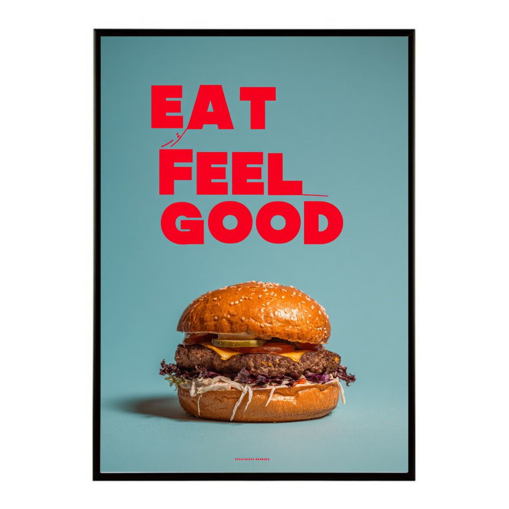 【B4サイズ（約25x36cm）】【lm-poster-5723】【フレーム付き】ハンバーガーポスター アメリカンポスター ハンバーガー アート レトロデザイン EAT ME TASTY カフェ装飾 イラスト