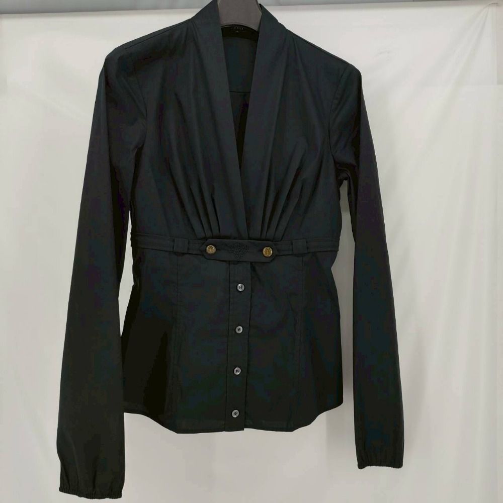 05 w 17181 GUCCI グッチ ブラウス シャツ 長袖 ノー 38 黒 ブラック イタリア製 201430 ZS 003 セット 品