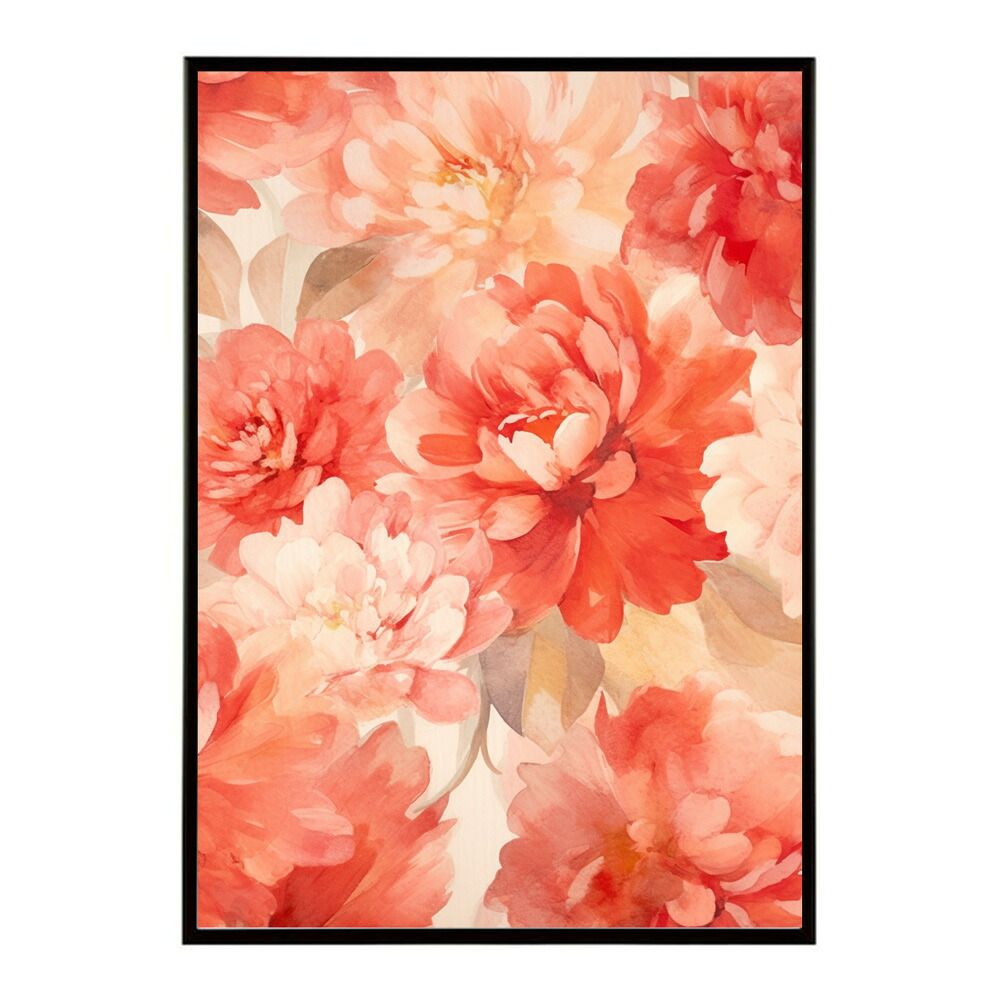 【A1サイズ（約59x84cm）】【lm-poster-575】【フレーム付き】花柄 ポスター 北欧 フラワーアート 壁掛け アートプリント モダン 雑貨 リビング 玄関 寝室 カフェ風