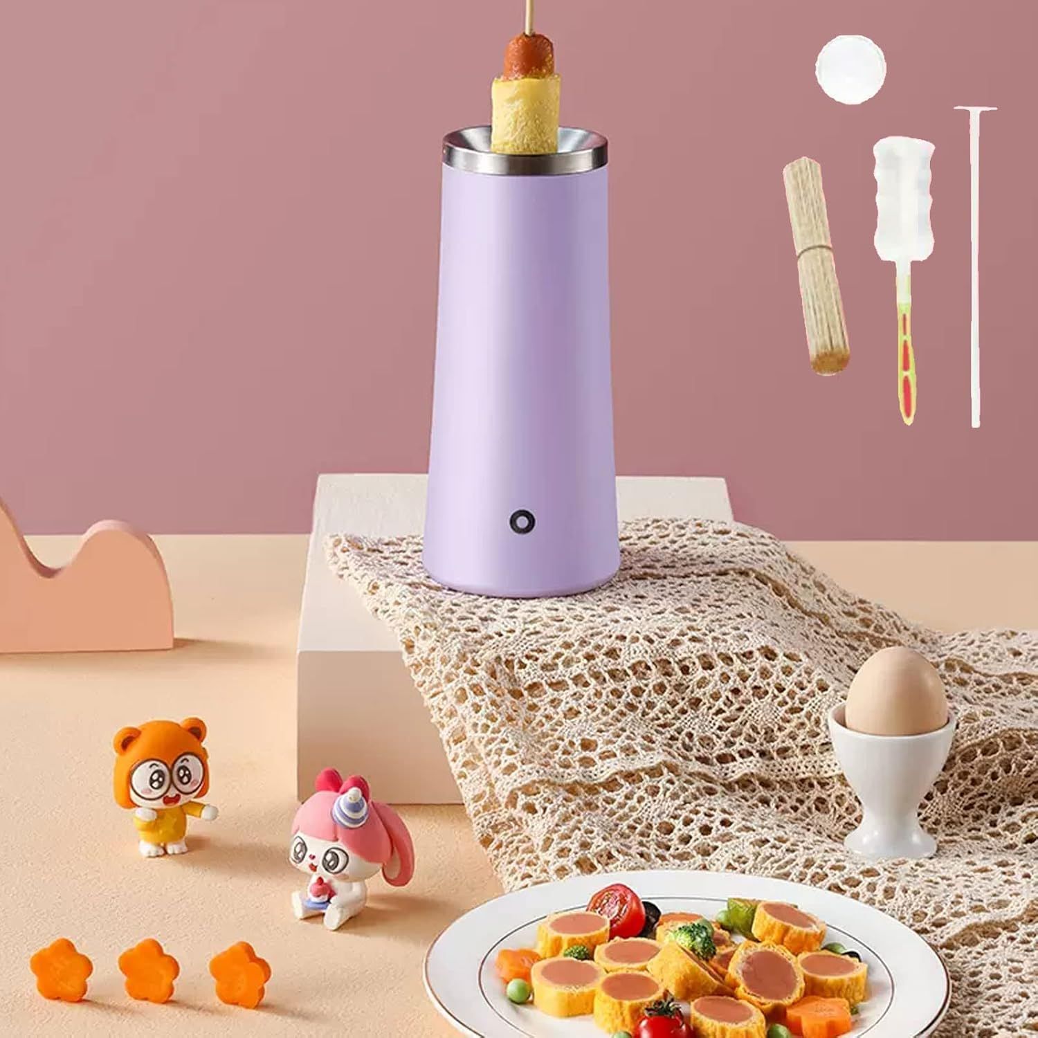 推薦 エッグクッキング 電動エッグロールメーカー ボイラーオムレツカップロール機 エッグカップミニエッグクッカー朝食機 子供と大人用の耐久性のあるステンレススチール ノンスティックエッグロールメーカー