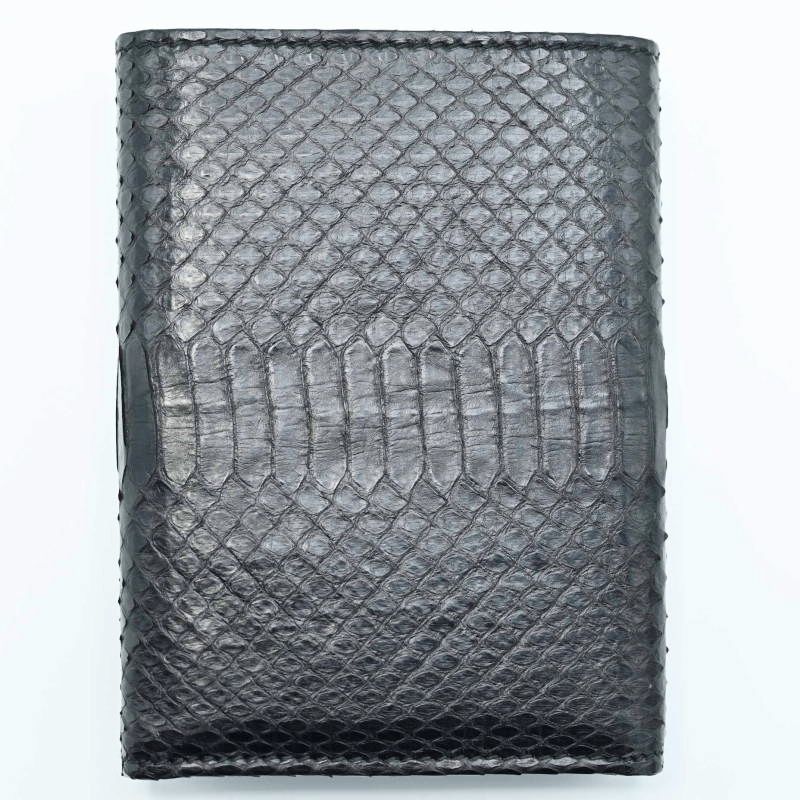 M 06-k 108 GIORGIO ARMANI ジョルジオアルマーニ パイソン 三つ折り財布 札入れ ブラック