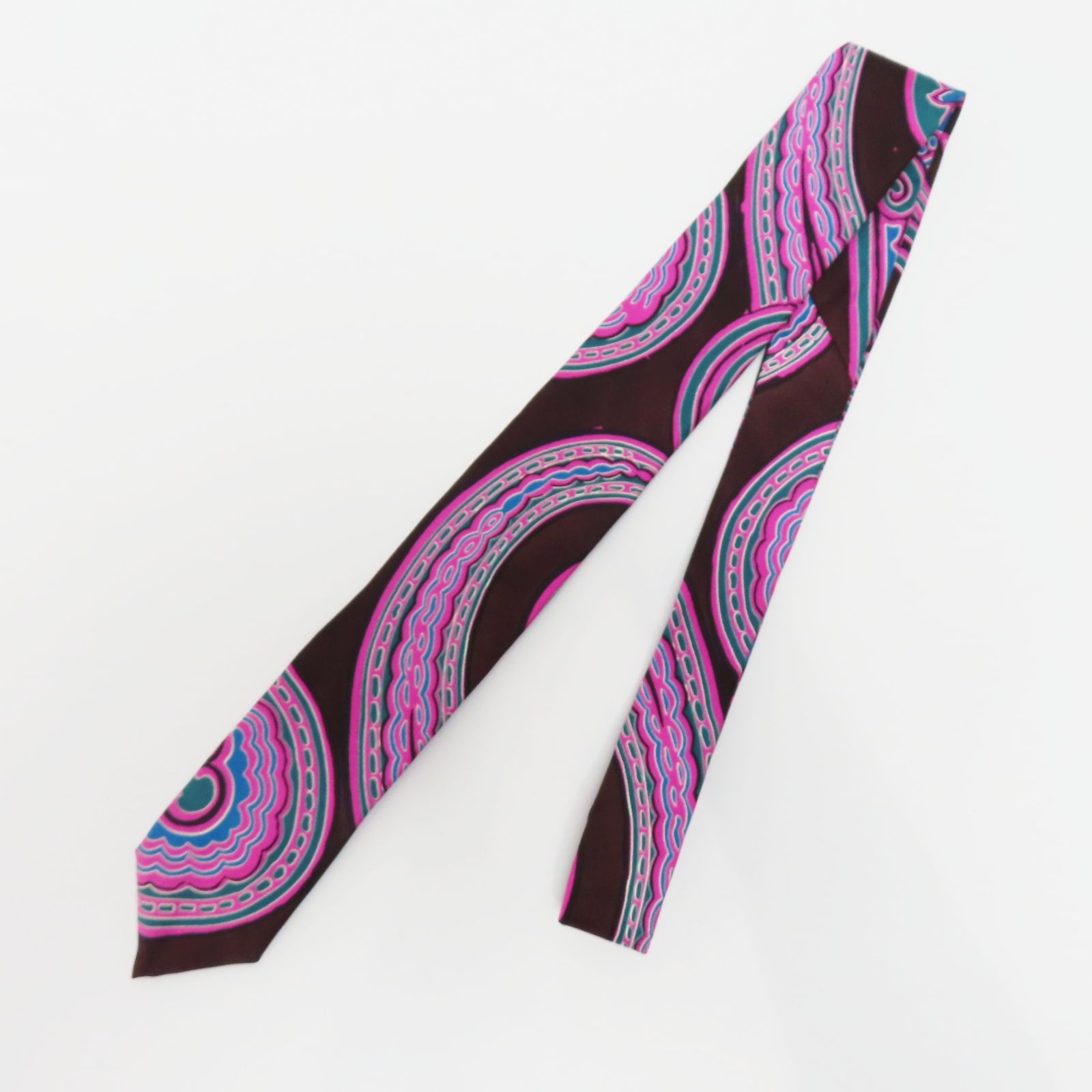 M 11-k 759 PRADA Holliday-Brown LONDON プラダ ホリデー-ブラウン ロンドン 総柄 シルクネクタイ パープル