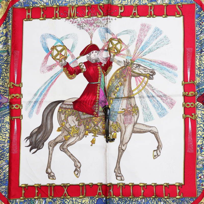 HERMES FEUX D' ARTIFICE エルメス 技巧の火 カレ90 シルク 大判