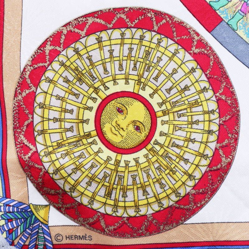  HERMES FEUX D エルメス 技巧の火 カレ90 シルク 大判スカーフ イエロー S 07-k 075 バンダナ スカーフ 小物