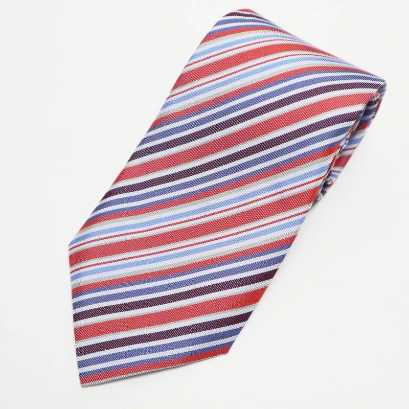 S 06 k 063 HERMES エルメス ストライプ柄 シルク ネクタイ マルチ