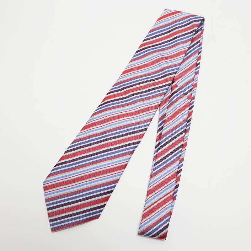 S 06-k 063 HERMES エルメス ストライプ柄 シルク ネクタイ マルチ