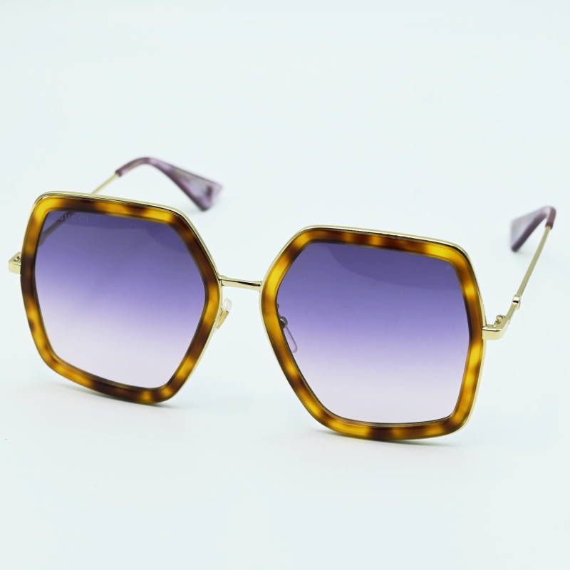 S 06-k 140 GUCCI グッチ サイドGG ハチ グラデーションレンズ サングラス べっ甲柄ブラウン ゴールド パープル GG 0106