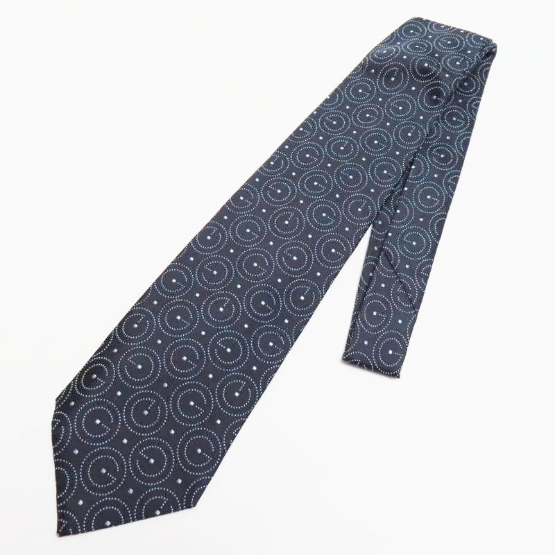 M 03-k 031 GUCCI グッチ G柄デザイン シルク ネクタイ ネイビー