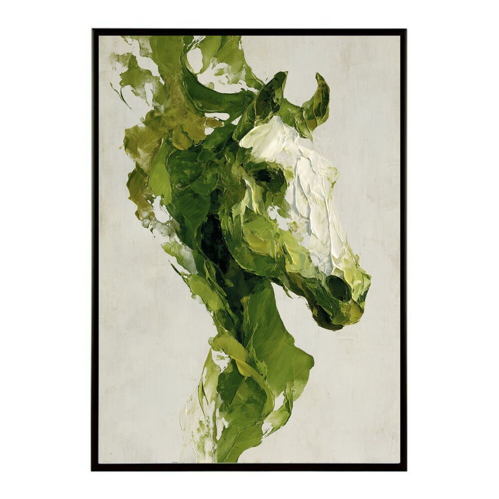 【A2サイズ（約42x59cm）】【lm-poster-5766】【フレーム付き】ホースポスター 馬 抽象アート 水彩風 アブストラクト モダンデザイン 壁掛け ポスター イラスト