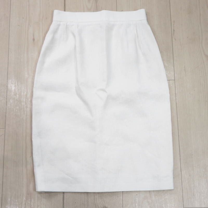 S 05 k 096 CHANEL シャネル ヴィンテージ 3 P太陽ボタン コットン スカート 36 ホワイト